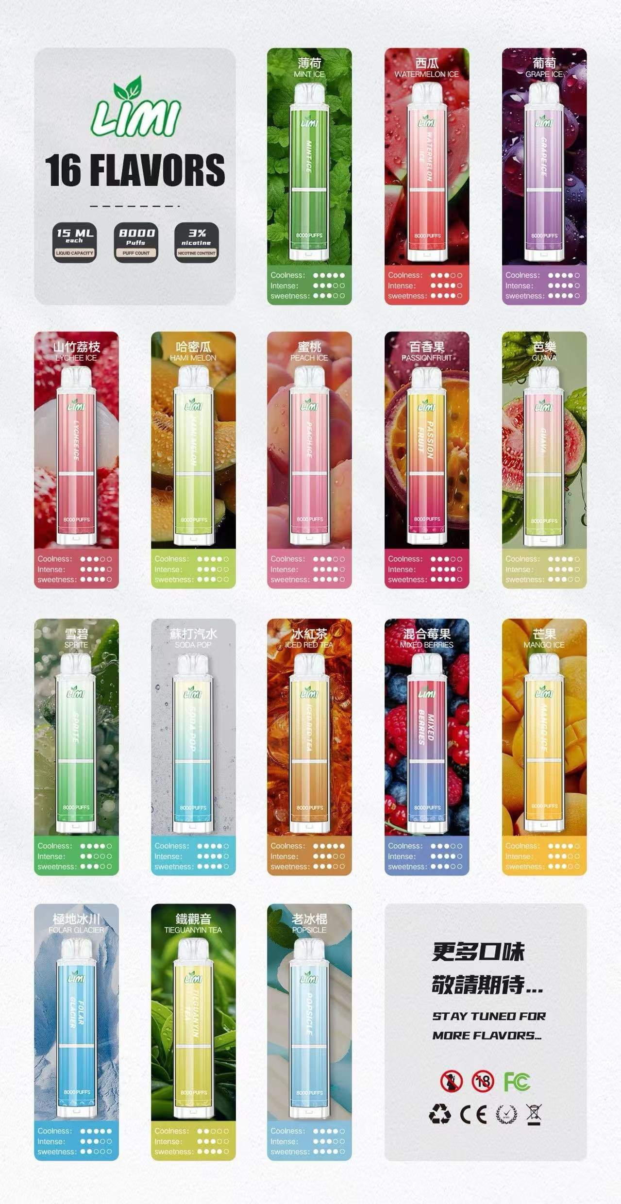 Limi 8000 Puffs 拋棄式一次性電子煙